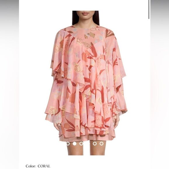Ted Baker London Pagaia Ruffle Mini Dress in Coral, Size 0, NWT - Picture 2 of 4